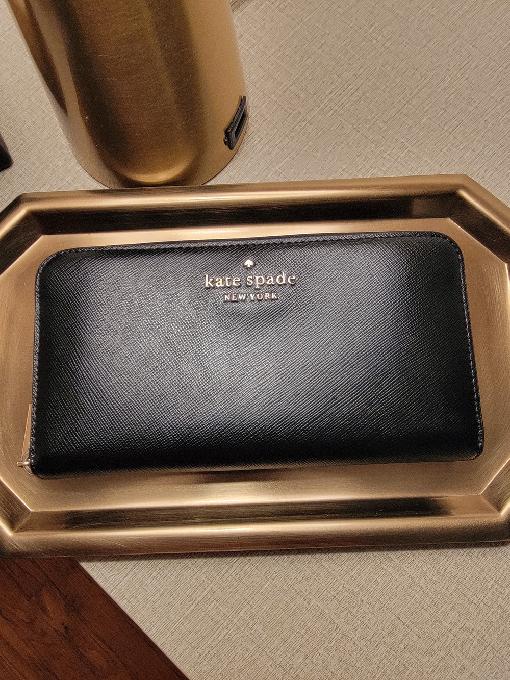 Kate Spade Staci Large Continental Wallet Black Saffiano Leather Zip Around
